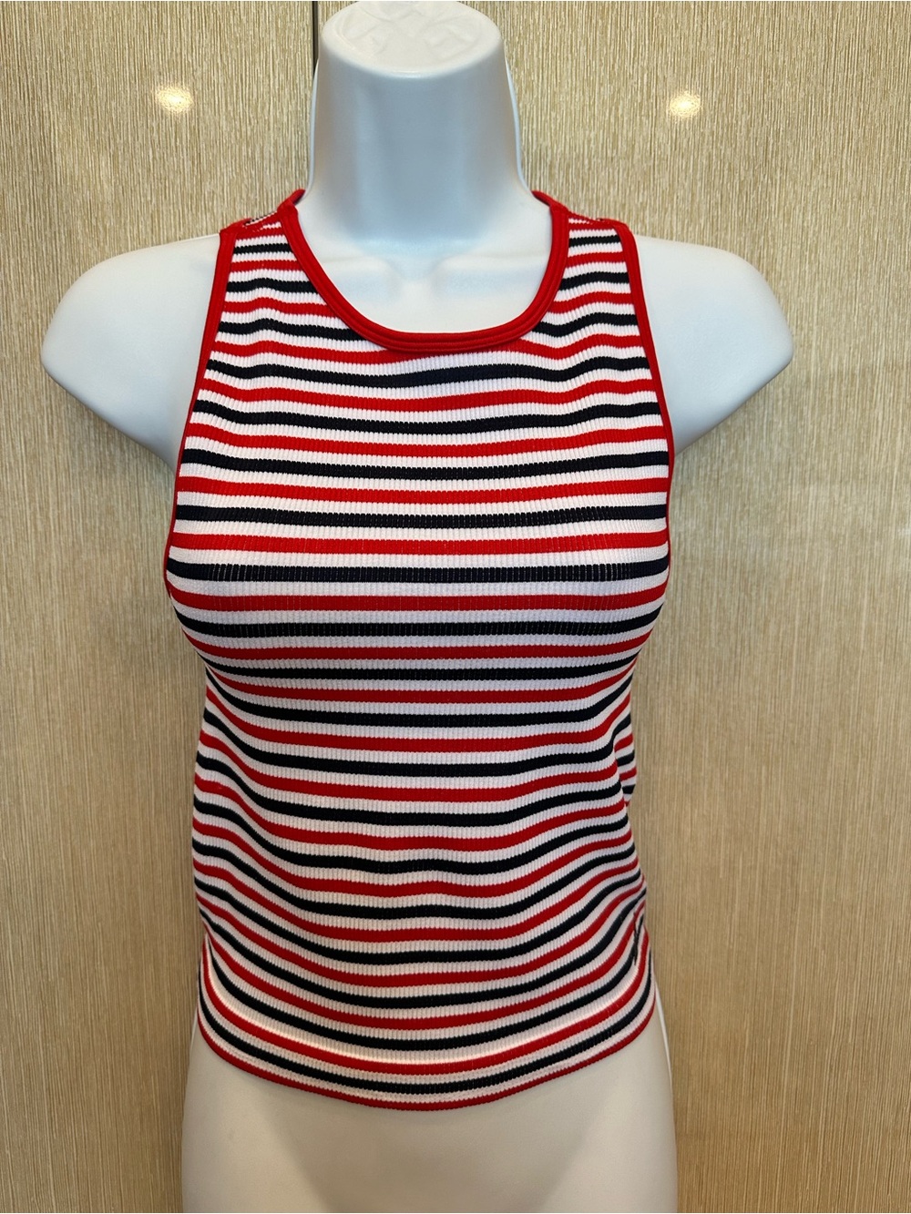 NWT NAUTICA Striped Ribbed Tank Top Red White Navy Size Medium